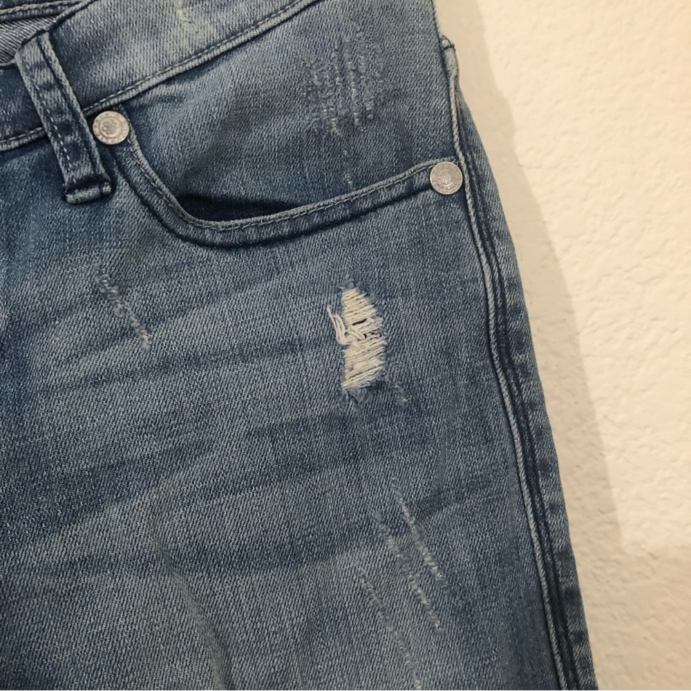 ROCK & REPUBLIC Jeans Boot Cut Distressed Light Wash Low Rise Bling Back Pockets - Picture 5 of 16
